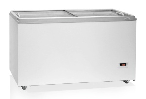 Ларь морозильный Бирюса-455DZQ с прямой стеклянной крышкой