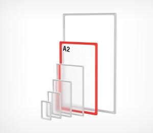 Рамка из ударопрочного пластика с закругленными углами PF-А2, цвет красный