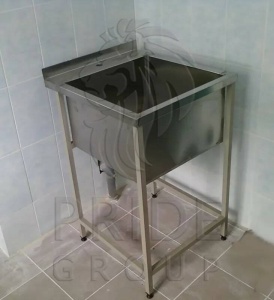 Ванна моечная ВМЭ-1/500 (600х600х850, размер мойки 500х500х300) с бортом и отверстием под смеситель