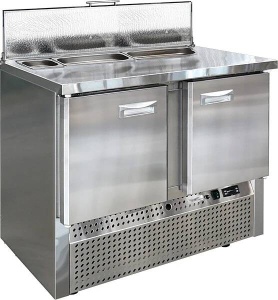 Стол холодильный среднетемпературны СХСнс-700-2, 2 двери, отверстие под 2GN 1/1 + 3 GN 1/6 (крышка)